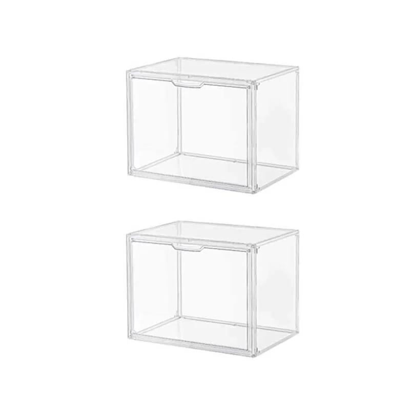 New Shown-Stackable Magnetic Door Acrylic Display Case For Books, For Collectibles, Cosmetics, Figures Storage Box Showcase