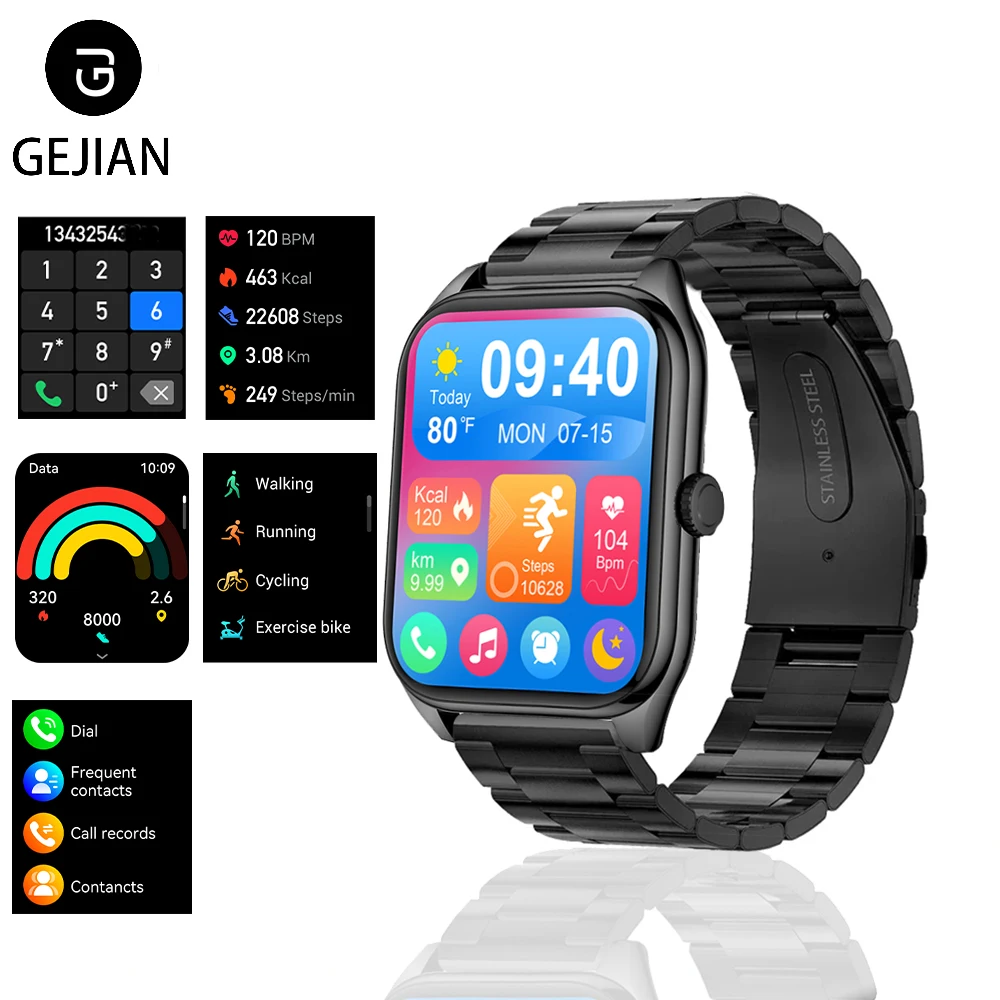 

GEJIAN 2025 Men's New Smart Watch Heart Rate Monitoring Bluetooth Call Playing Music Suitable for Android Huawei SmartWatches