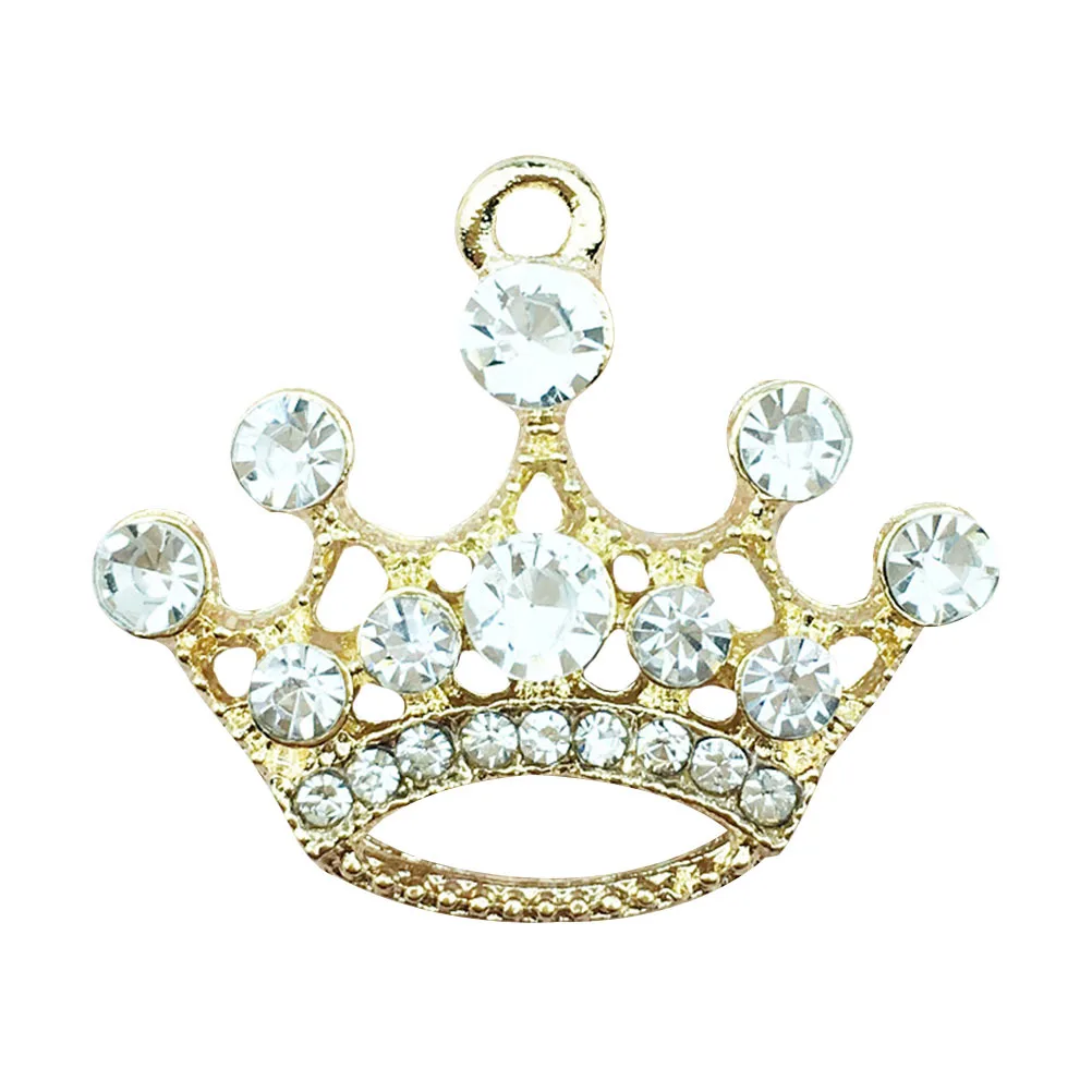 10Pcs Alloy Crown Pendant Small Diamond Design DIY Jewelry Accessories Necklace Bracelet Charm Ornament Making Craft Supplies