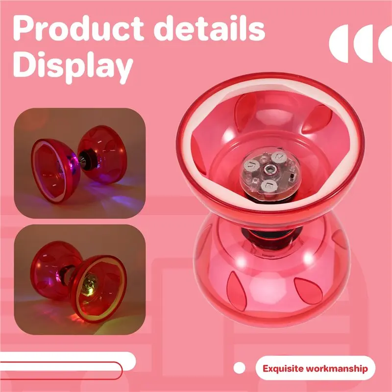 B78B-ฟิตเนส ไดอาโบโลแบบสามลูกปืน หัวคู่ สำหรับเล่นกลางแจ้ง พร้อมไฟ สำหรับเล่นไดอาโบโล โยโย่ สำหรับผู้สูงอายุ B