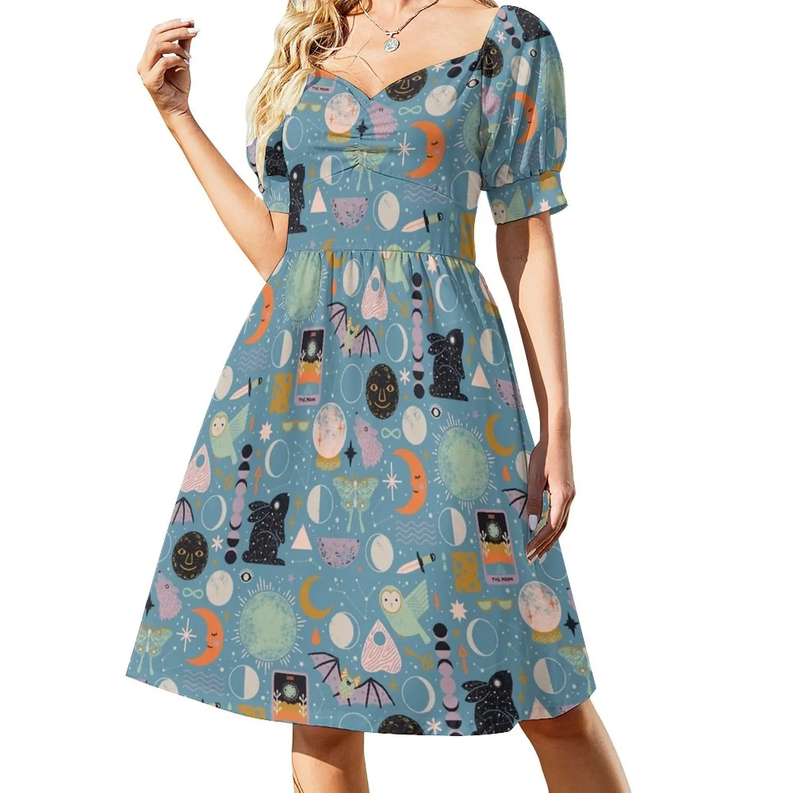 Lunar Pattern: Blue Moon Dress elegant and pretty women's dresses Women's skirt