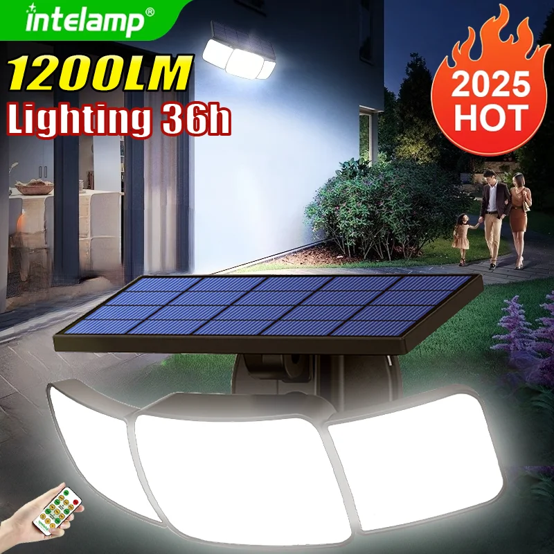 

2025 1200LM High Power Solar Led Light Outdoor Powerful Outdoor Motion Sensor Solar Lamp Waterproof Garden Wall Yard Street Lamp
