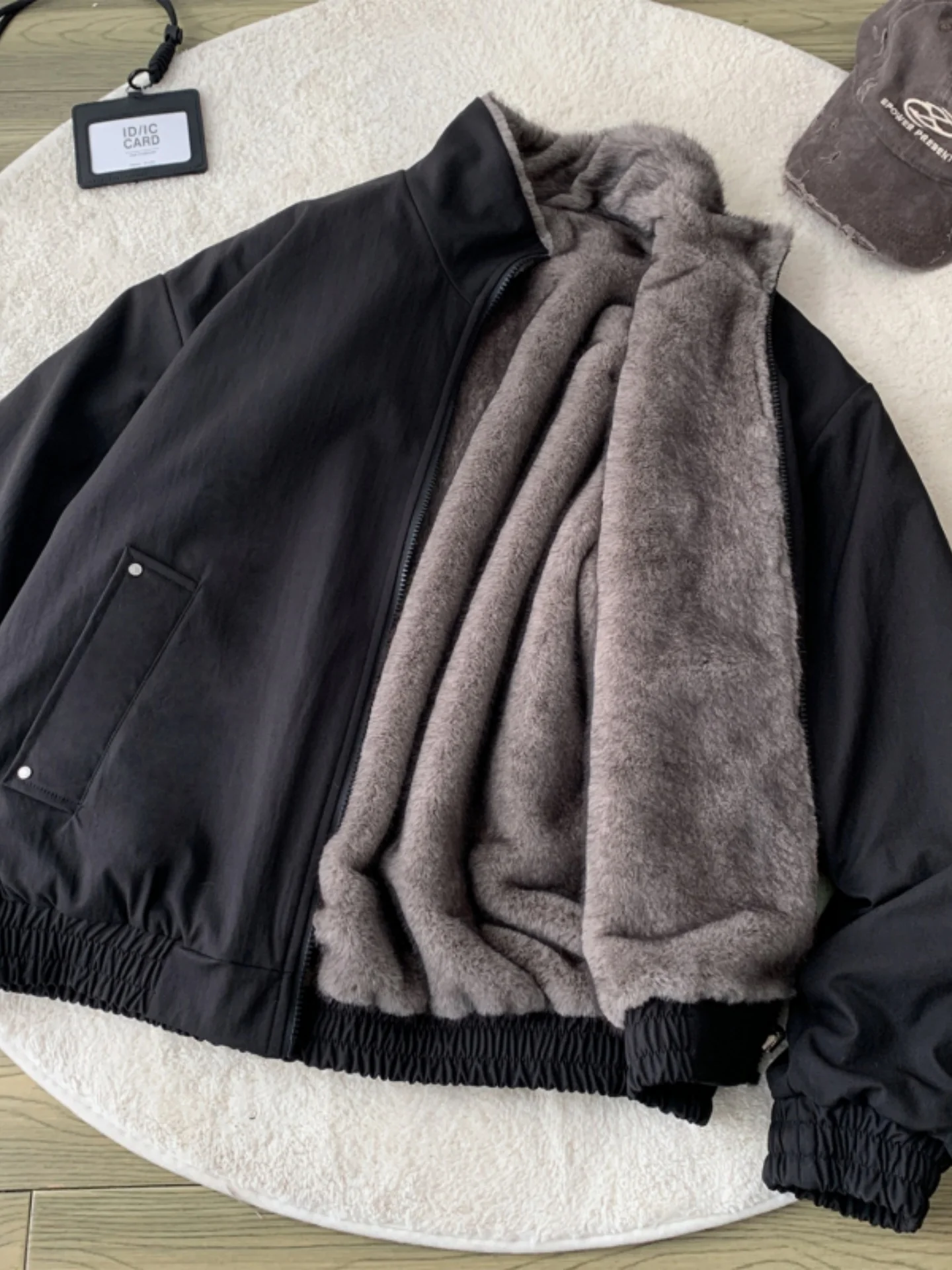   ファー裏地付き Thiened or アメリカン スレ メンズ コットン ジャケット 冬用 暖かい アウトドア カジュアル デイリー 通勤 旅行用