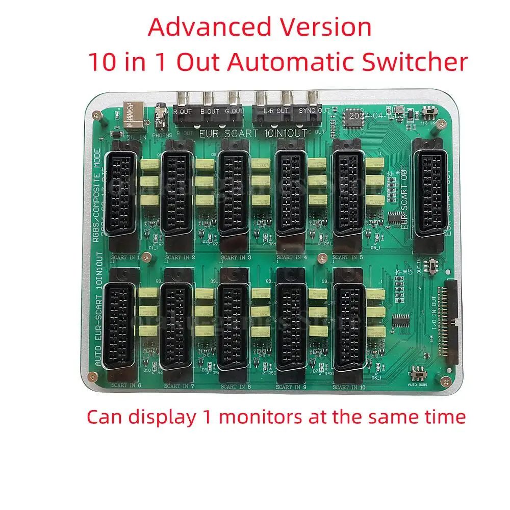 

Upgrade Version EUR Scart Distributor 10 Input 1 Output Automatic RGBS Video Converter Switcher Board for MD/sfc/ps123/ss/dc/Wii