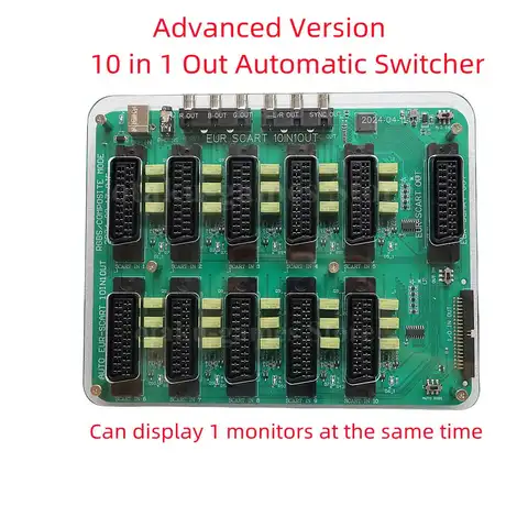 업그레이드 버전 EUR Scart 대리점 10 입력 1 출력 MD/sfc/ps123/ss/dc/Wii용 자동 RGBS 비디오 컨버터 스위처 보드