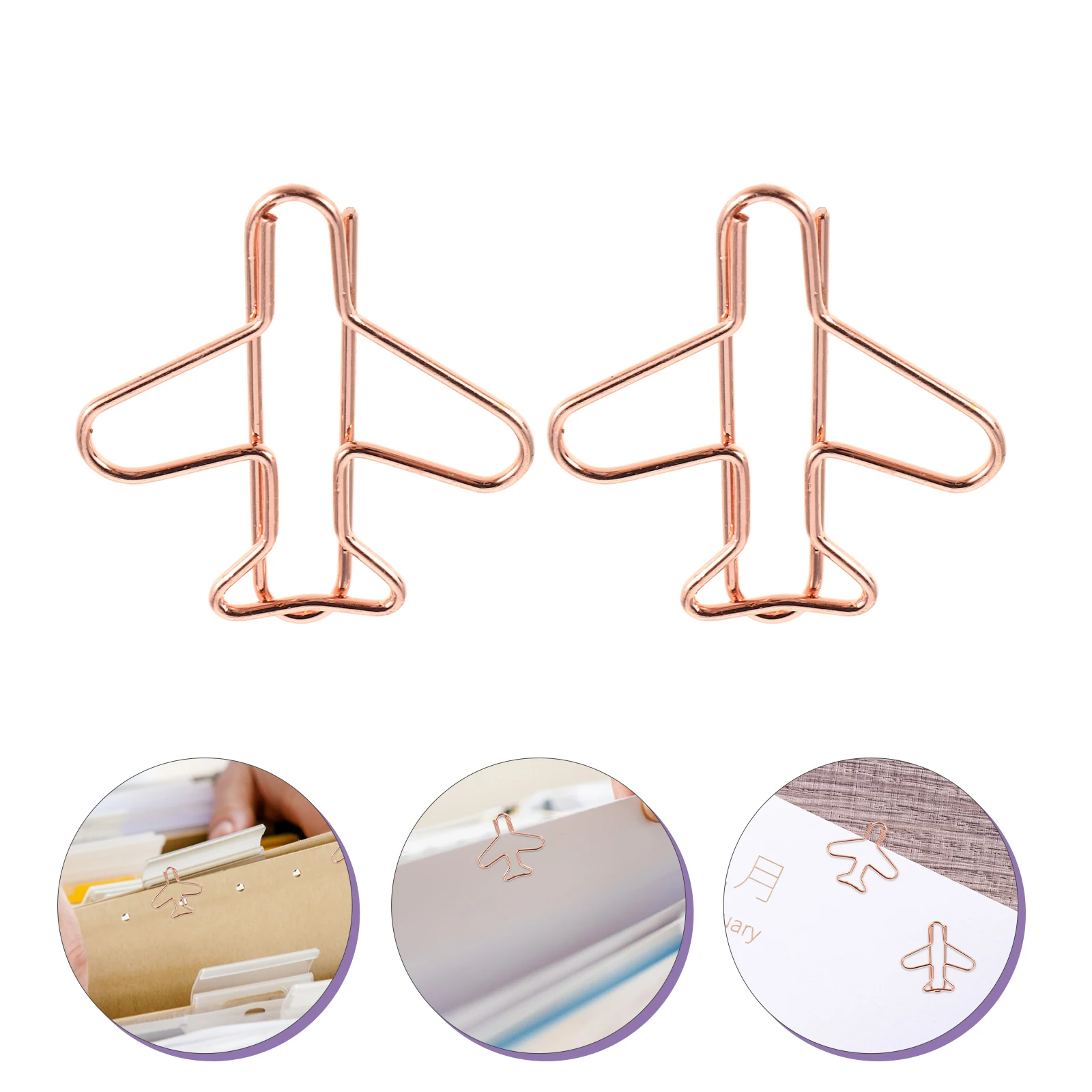 

20 Pcs Creative Paper Clip Office Supplies Clips for Airplane Bookmarks Cute Metal Decorative Planner Paperclips