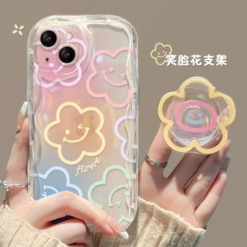 Case for Samsung Galaxy S24 Ultra A54 A55 A24 A33 A34 A35 A30 A20 A31 A32 A50 A50S A51 A52 A53 Soft Clear TPU Cover Flower Chain