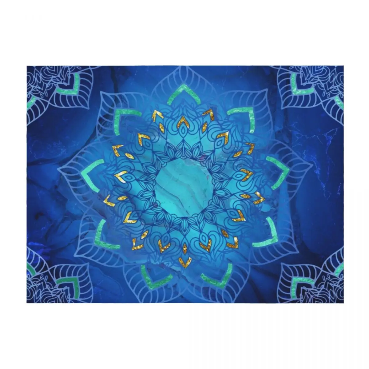 

Blue Gold and Turquoise Mandala Throw Blanket christmas decoration Travel For Baby warm winter Blankets