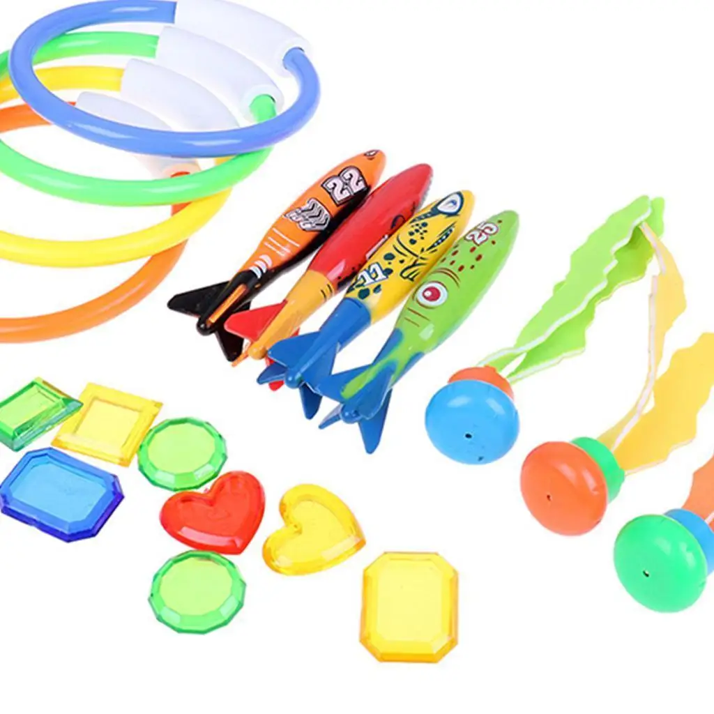 

Set of 19 Pieces Diving Pool Toys for Kids, Underwater Swim Toys Set Swimming Game Children Gift