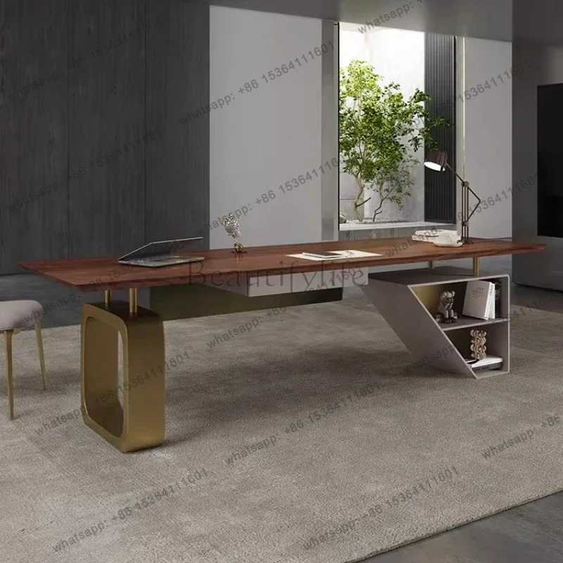 Factory Direct Italian Luxury Office Desks High-end Walnut Office Desks Combination Nice Office Furniture Scrivanie Per Ufficio