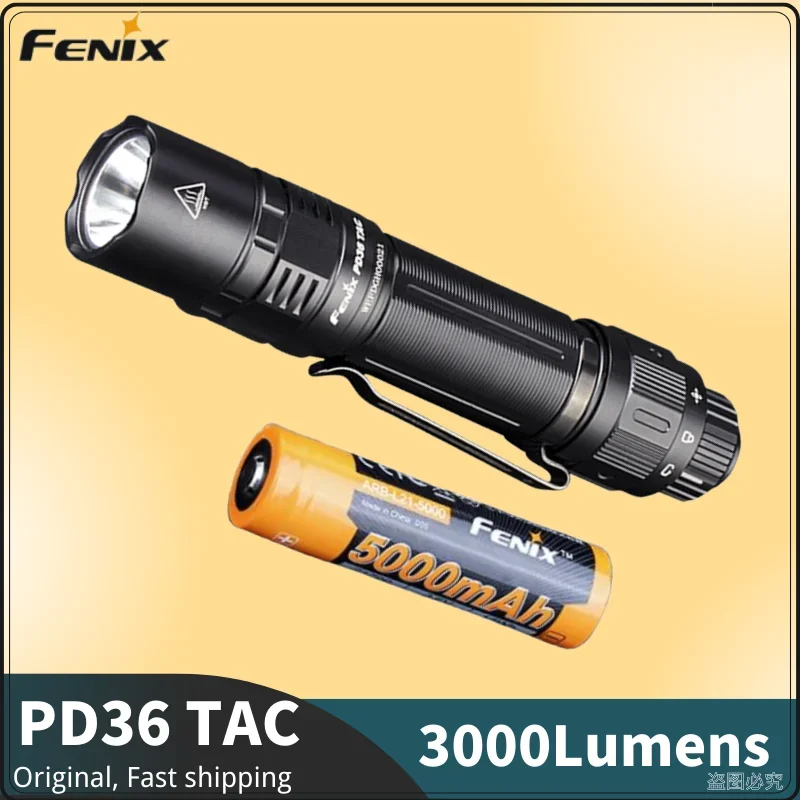 Fenix PD36 TAC Focuses Tactical Flashlight 3000Lumens Dual-Switch Type-c Rechargeable Light With 5000mAh Battery