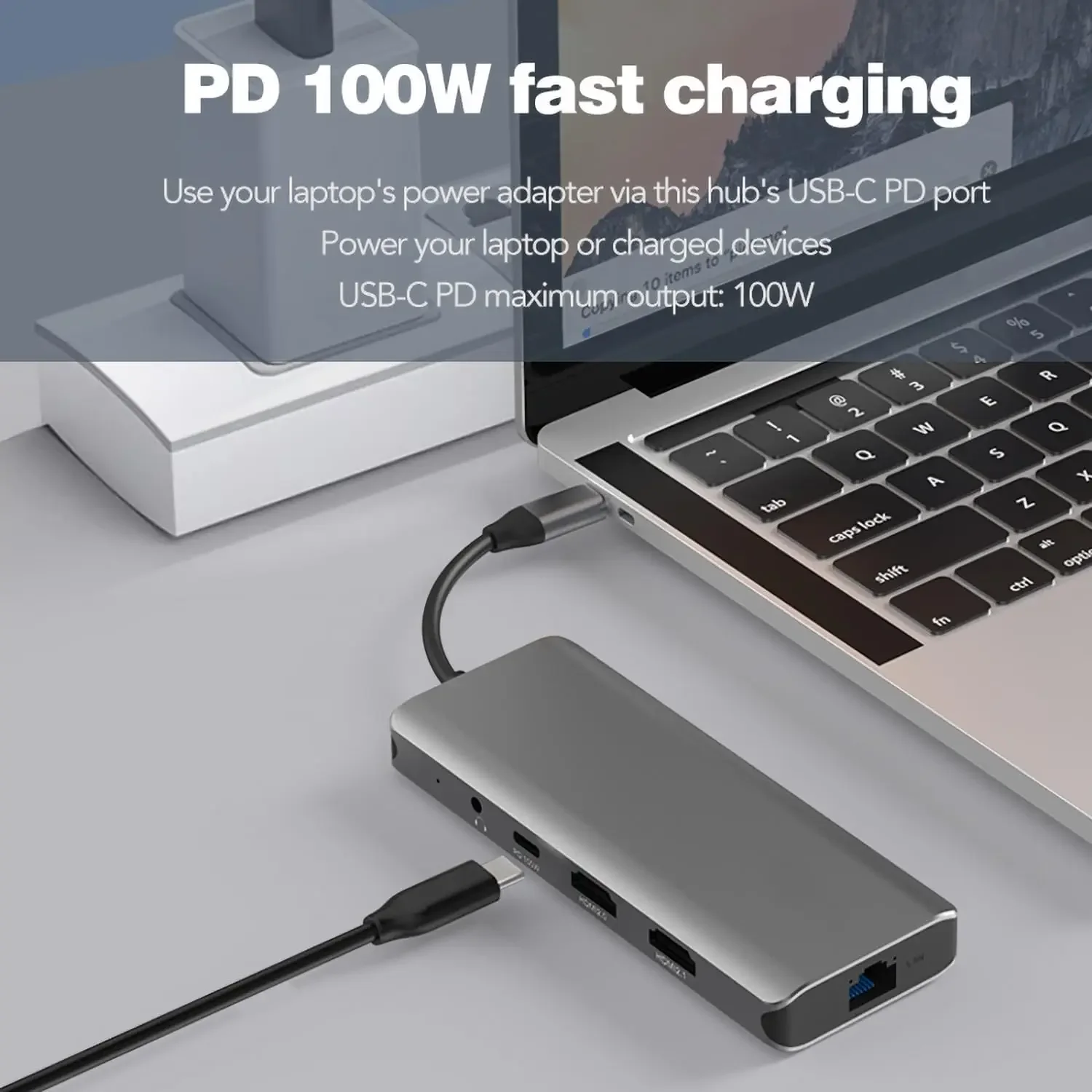 HUB USB-C 10 in 1 con doppio HDMI 8K, USB 3.0 5 Gbps, ricarica PD da 100 W, Gigabit Ethernet, lettore di schede SD/TF, audio