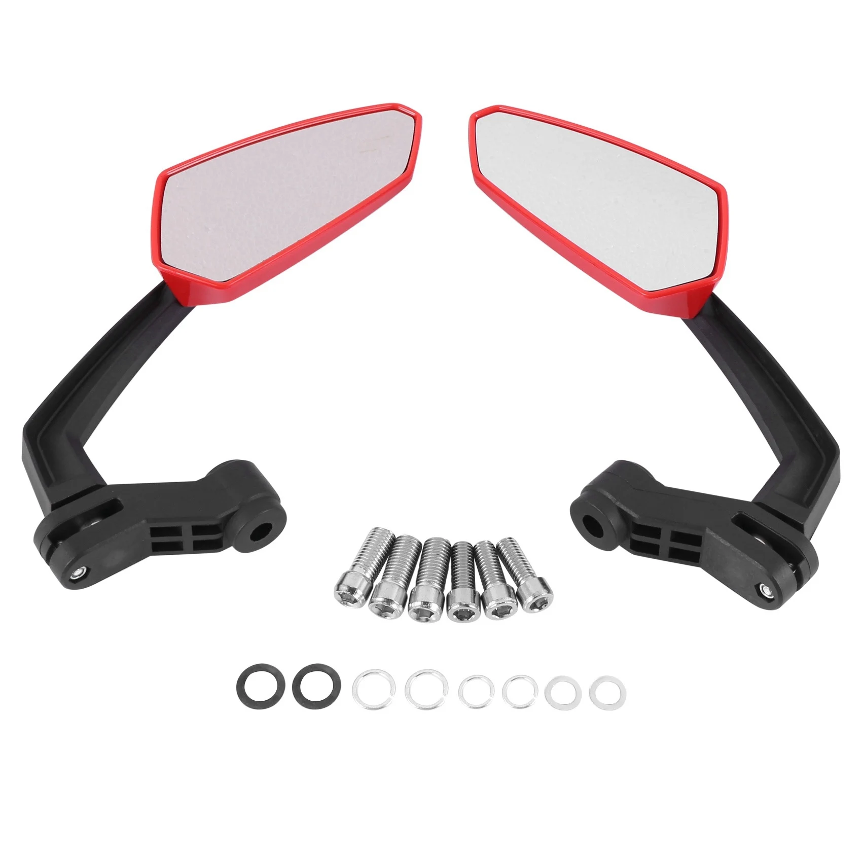 Motorcycle Rearview Mirror with M8 Clockwise and Counterclockwise Threaded Bolts ATV Moped Scooter Cruiser Roller Red