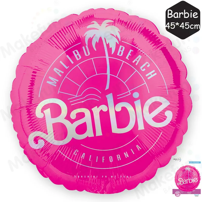 Palloncini per decorazioni per feste modello Kawaii Miniso Barbie 5 pezzi Set palloncini decorativi per sfondo rosa per la festa di compleanno della ragazza