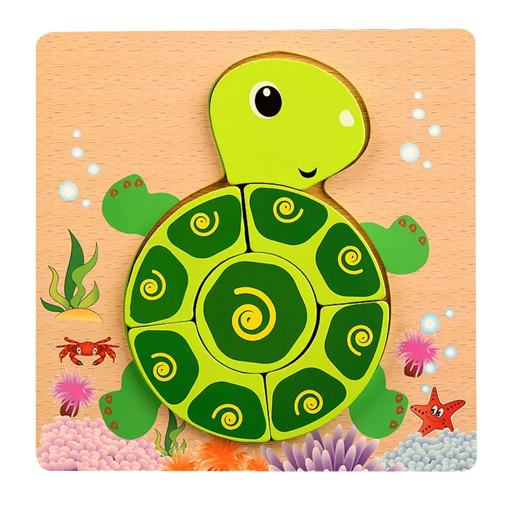 

New 3D Wooden Puzzles Safe Cute Animal Series Animals Cognitive Jigsaw Puzzle Portable Cartoon Animals Puzzles Children