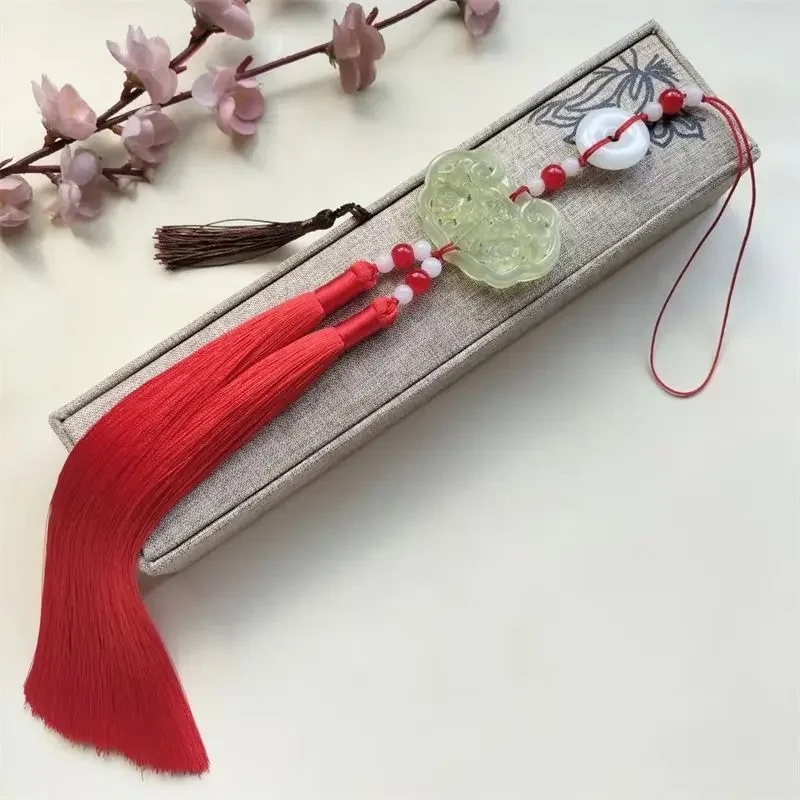 Hanfu Green Jade Tassel Pendant Pressure Skirt Pendant Accessories Antique Key Tassels Hanfu Home Decor Gift