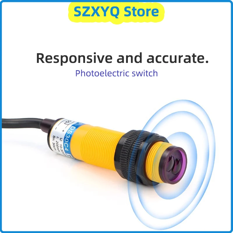 Sensor de interruptor fotoeléctrico de reflexión difusa E3F-DS30C4/C2/P4/P4 NPN normalmente abierto 3 cables ajustable 24v inducción infrarroja