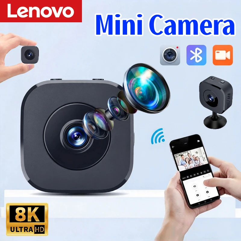 Lenovo Mini Wifi Security Camera 8K HD Full Color Night Vision Voice DV Recorder Waterproof WiFi Motion Detect Surveillance Home
