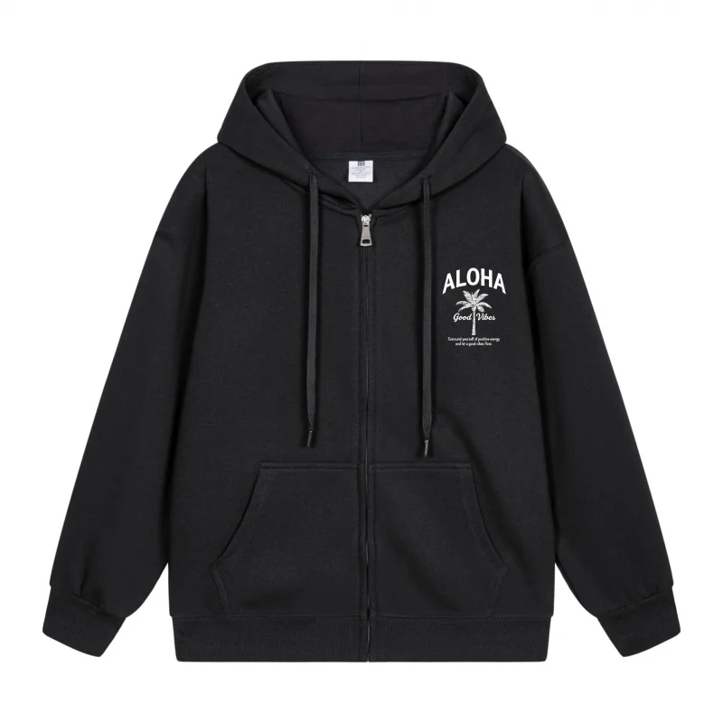 

Men's Zip-Up Hoodie Aloha Palm Tree Print Design 2025 New Style Casual Couples’ Style Casual and Loose