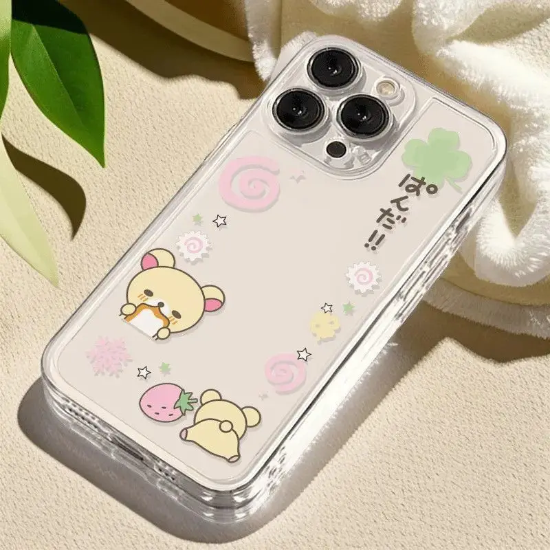 Coque de téléphone ours créatif fraise mignon Kawaii, étui souple de dessin animé pour iPhone XS XR X 16 15 14 13 12 11 Pro Max Mini 7 8 Plus