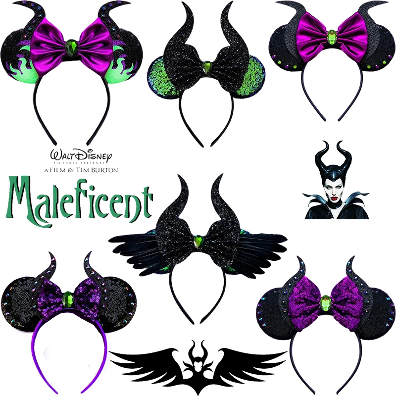 

Disney Maleficent Ears Headbands Girls Mistress of Evil Hair Accessories Women Cosplay Horns of Witch Bow Hairband For Kid Party