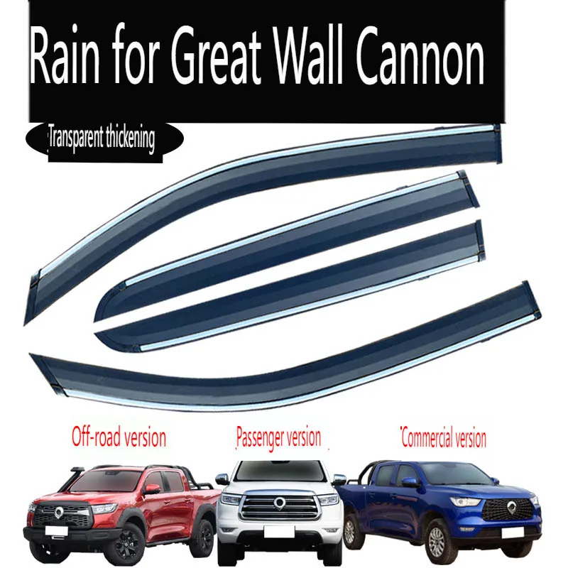 4pcs For Great Wall Poer Connon 2021-2023 2024 Car Windows Awnings Shelters Window Visor Rain Sun Smoke Guard Accessory