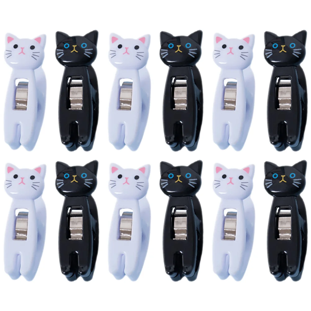 

12 Pcs Cat Clips for Pants Cute Photo Memo Folder Snack Plastic Multi-functional