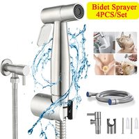 4pc/Set Portable Bidet Toilet Sprayer Bidet Shower Faucet Stainless Steel Woman Cleaning Head Anal Tap Wash Bathroom Accessories