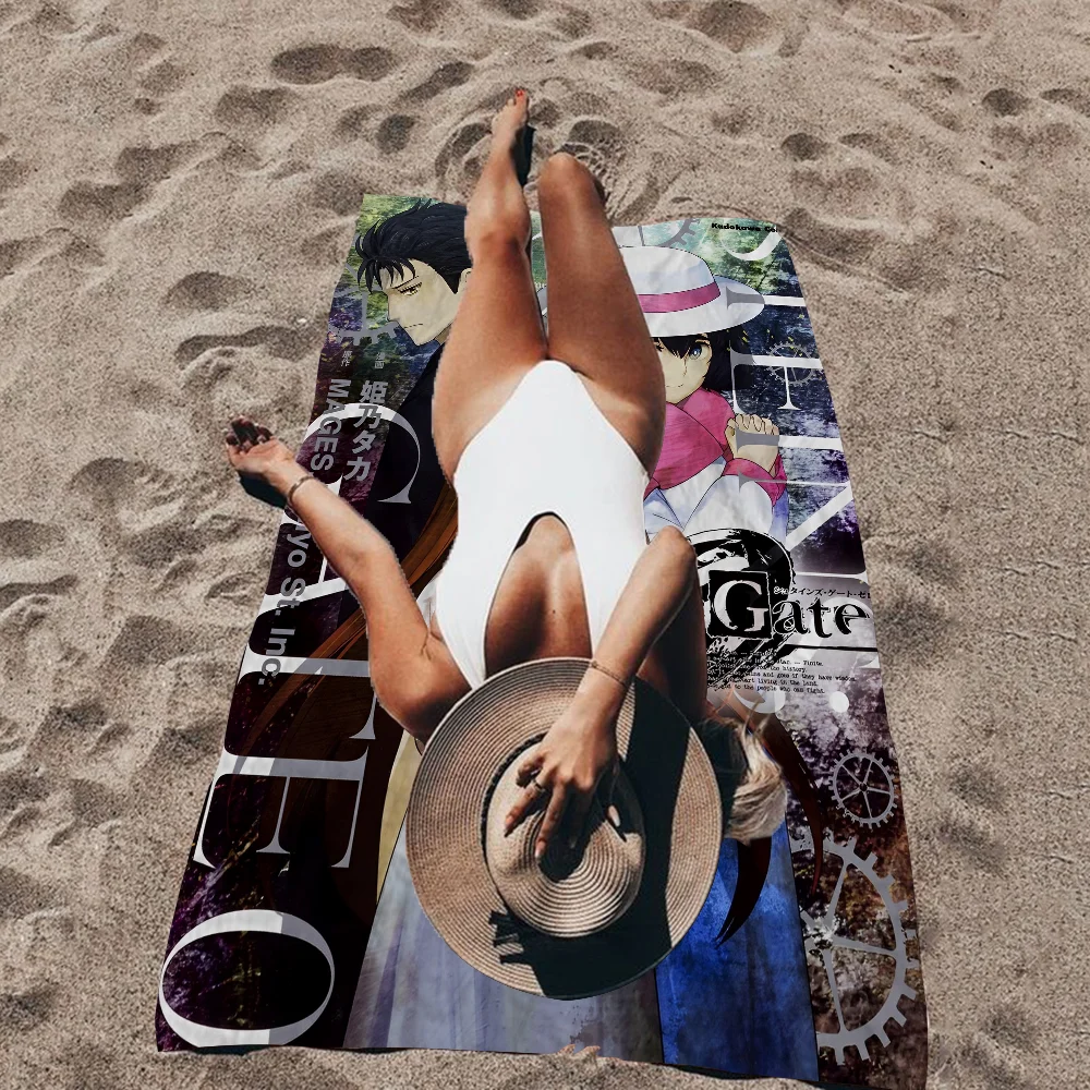 

Anime Steins Gate Beach Towel Colorful Bath Towels For Girl Microfiber Quick Dry Custom Sand Free Beach Yoga Spa Gym Pool