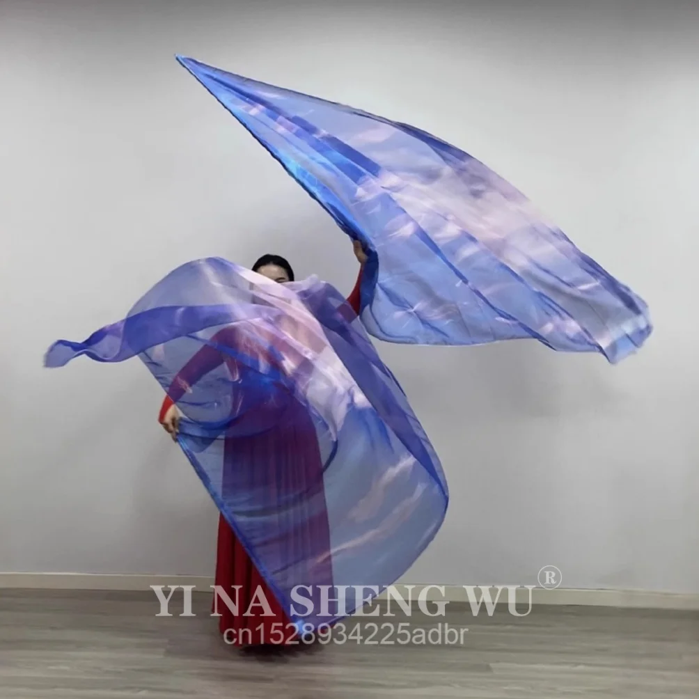 밸리 댄스 액세서리 댄스 플래그 160*110cm 그라디언트 색상 성인 여성을위한 한 쌍의 플래그 무대 공연 연습 소품