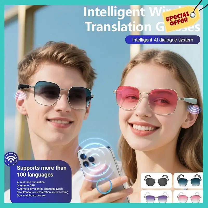 

-ABHW Smart Sunglasses Glasses Music Glasses Outdoor Sports Waterproof Anti-UV Bluetooth Call AI Glasses For Men Women