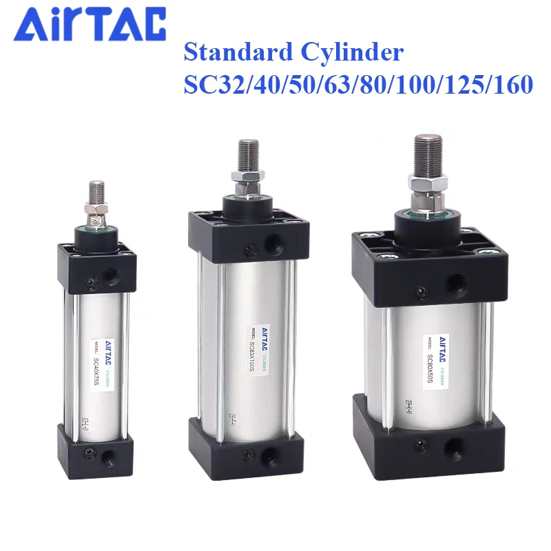 

AirTAC Standard SC32 40 50 63 80 100 125 160mm Bore Air Aluminum Alloy Cylinders Pneumatic Piston Cylinder