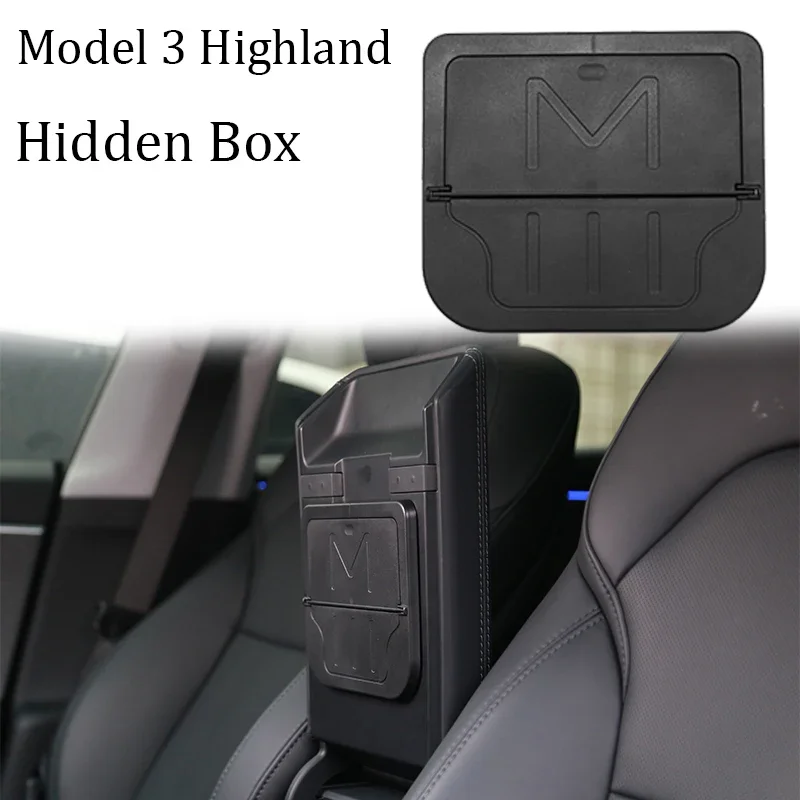 Central Control Storage Box for Tesla Model 3 Highland 2024 Transparent Armrest Hidden Box Silicone Pad Cup Holder Accessories