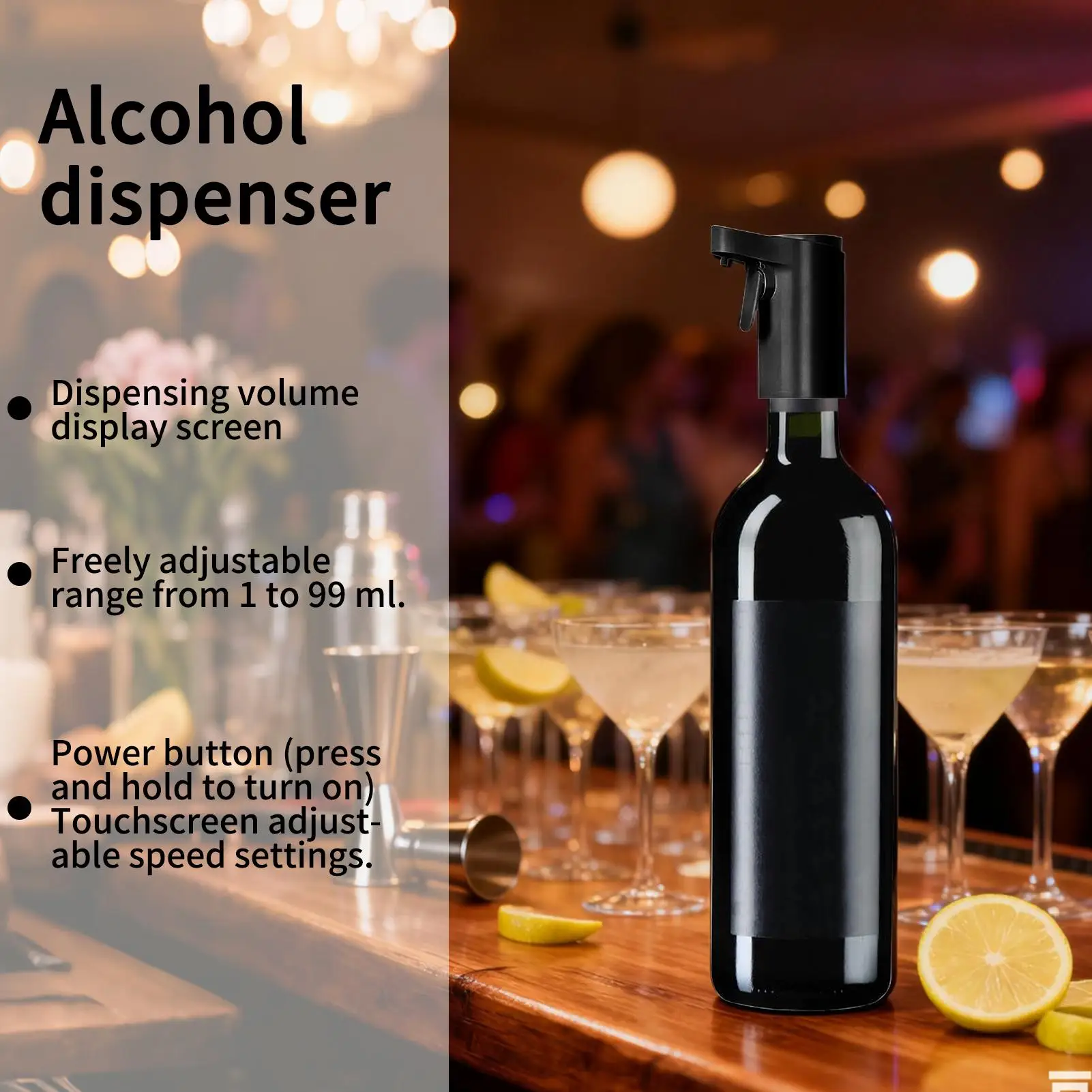 Wine Dispenser Machine Automatic Touch Screen Decanter Digital Alcohol Bottle Dispenser Wine Accessories For Home Bar Office