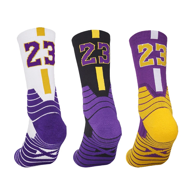 

3 pairs Numer 23 Basketball Crew Socks for Men and Women, Cushion Performance Athletic Basketball Socks