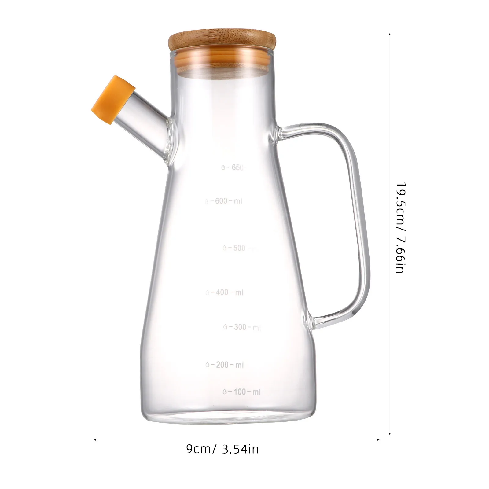 

1Pcs Kitchen Oil Bottle Heat Resistant Glass Oil Dispenser Leakproof Storage Container 650ml with Wooden Lid