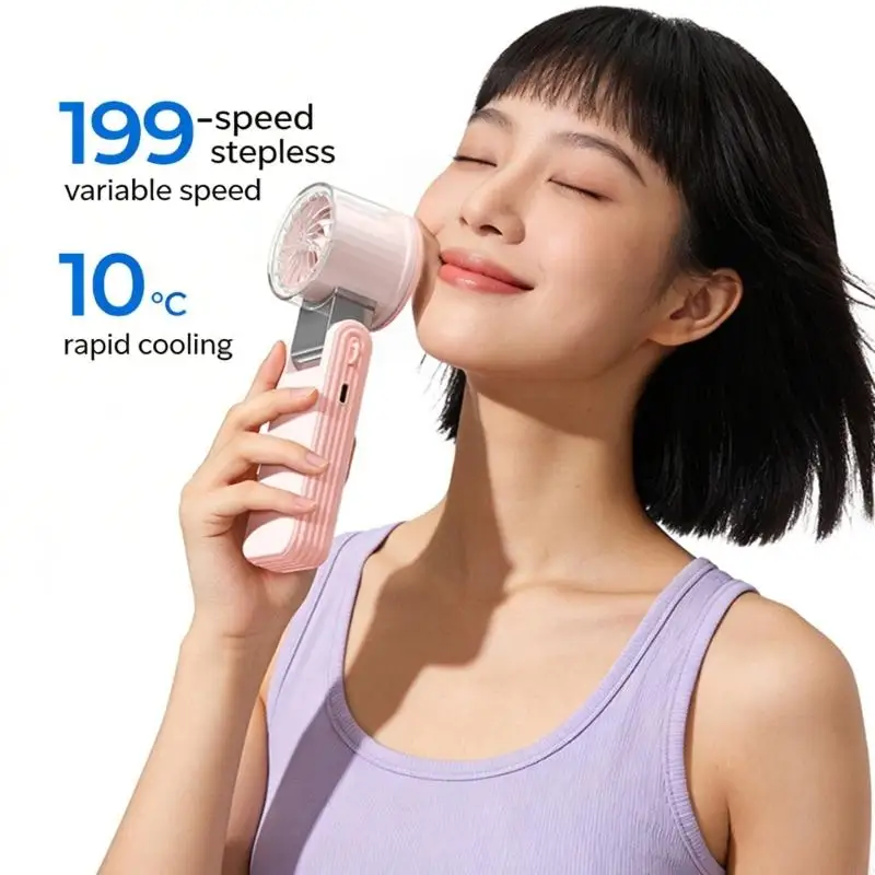 Portable Semiconductor Cooling Handheld Fan With 199 Speed Setting And Long Battery For Office And Outdoor Use H8WD