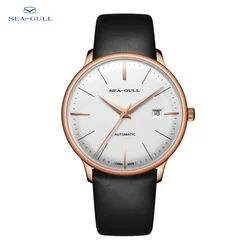 Seagull High End Luxury Men Wristwatch Minimalist Business Watch 40MM 18K Rose Gold Case Sapphire Watches Calfskin Strap 619.517