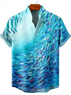 2026 Party Short Sleeve Shirt Road Animal Pattern Printed Short Sleeve Button Shirt Summer Fashion Casual Style image 3