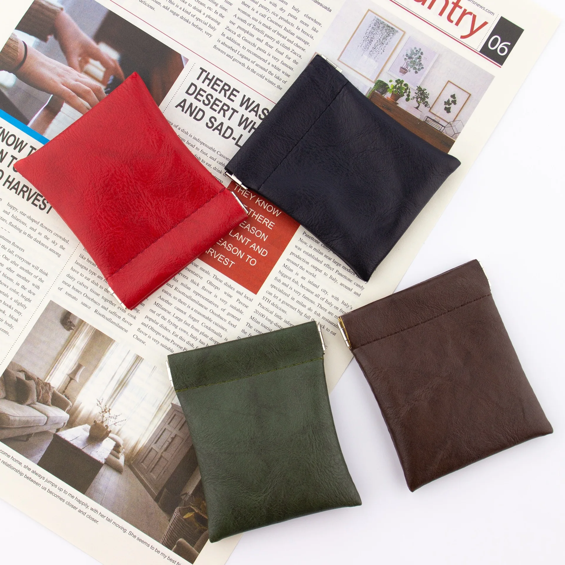 Faux Leather Key Pouch Easy Carry Key Coin Organizer Coin Card Holder Lightweight Key Wallet For Commuting Shopping Desk