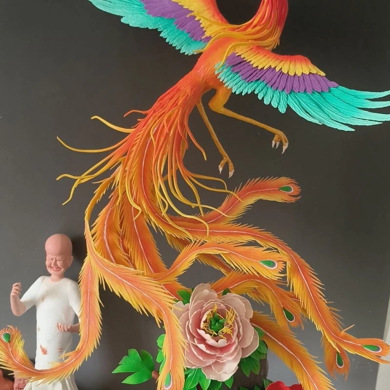 

Handmade dough sculpture phoenix height 70 cm dragon and phoenix chengxiang living room ornament