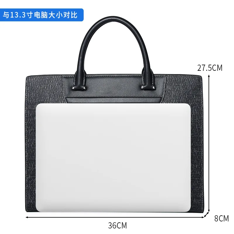 남성용 서류 가방 고급스러운 느낌의 새로운 모델 사무용 컴퓨터 작업 가방 세련된 대용량 남성용 핸드백 정품 가죽