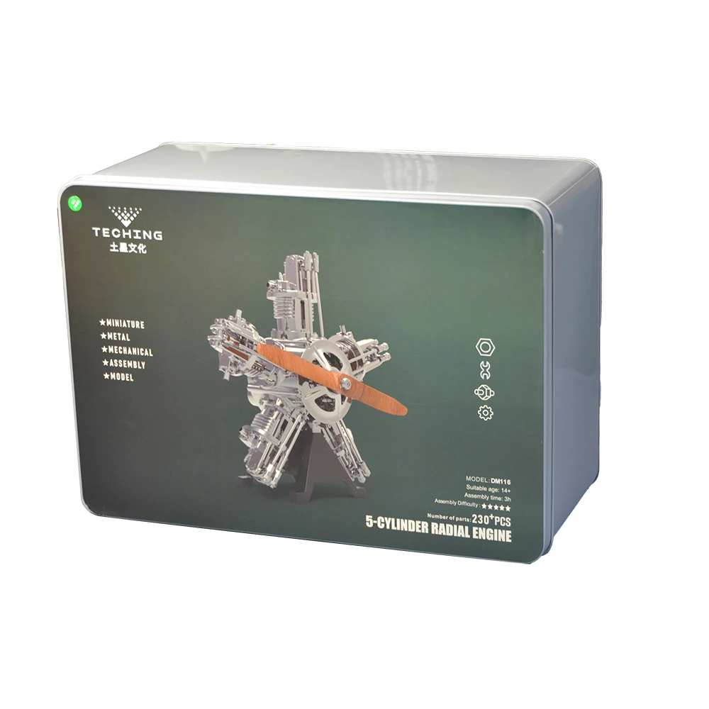 TECHING 5 실린더 방사형 엔진 전기 조립 모델 키트 데스크탑 장식 장식품 성인 어린이 장난감 선물