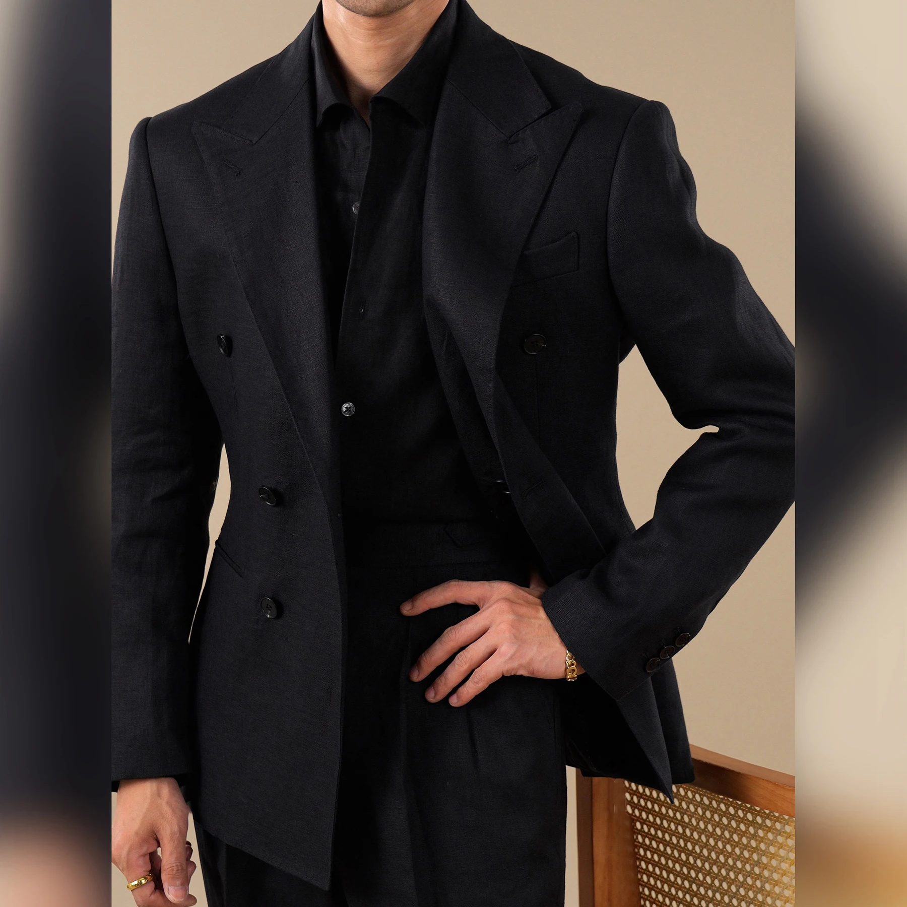 Pure Linen Men Tuxedo Suit Casual Suit Set For Men Summer Naples Two-Piece Suit Costume Mariage Homme Men Suit Business Tuxedos