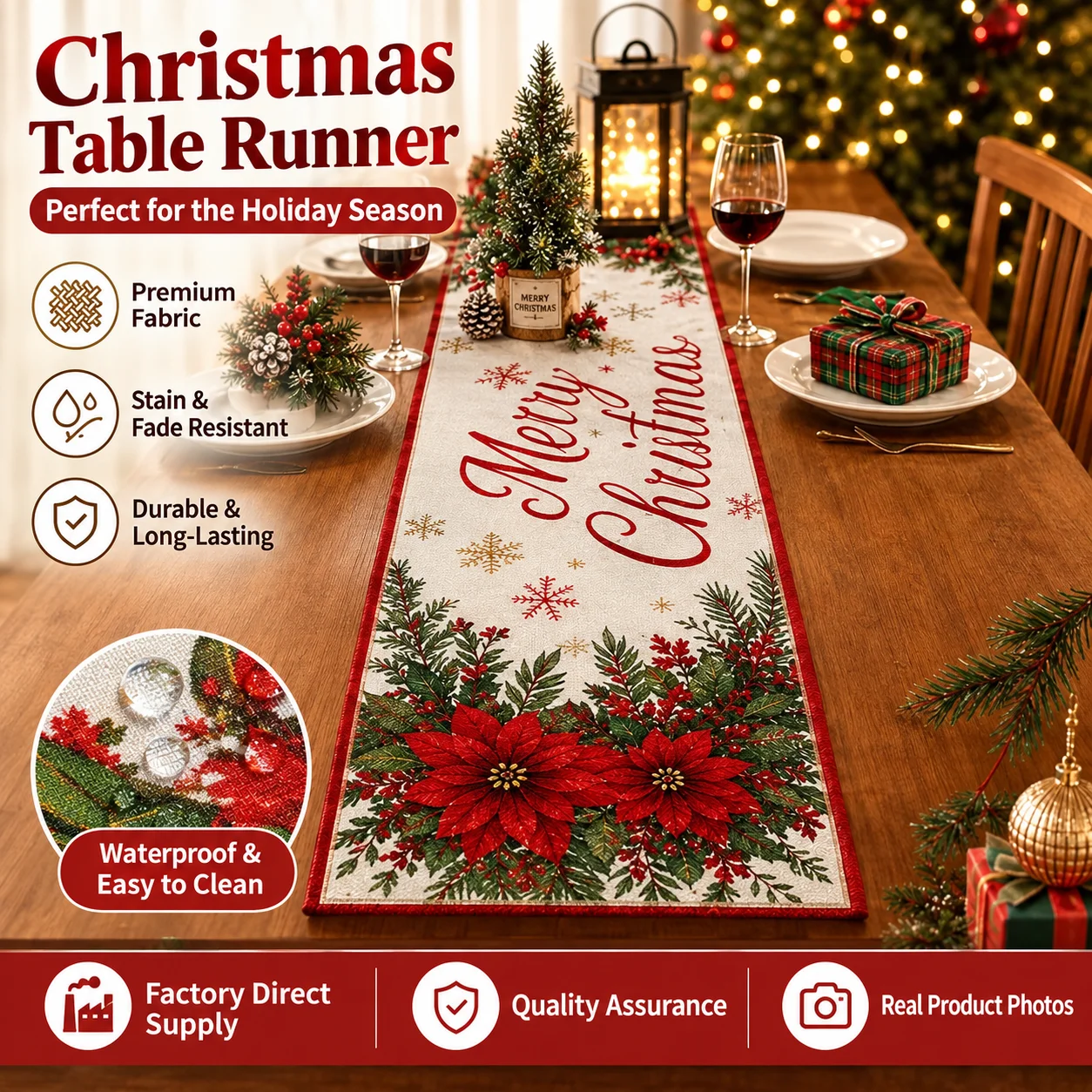 Christmas Gnome Table Runner Merry Christmas Decorations for Home 2025 Xmas Party Decor Navidad Natal Noel Gifts New Year 2026