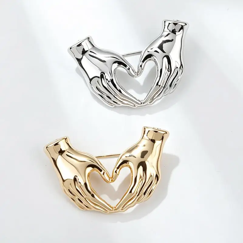 Hand Pose Heart Brooches For Unisex Office Casual Party Jewelry Unique Hands Brooch Pins Gifts