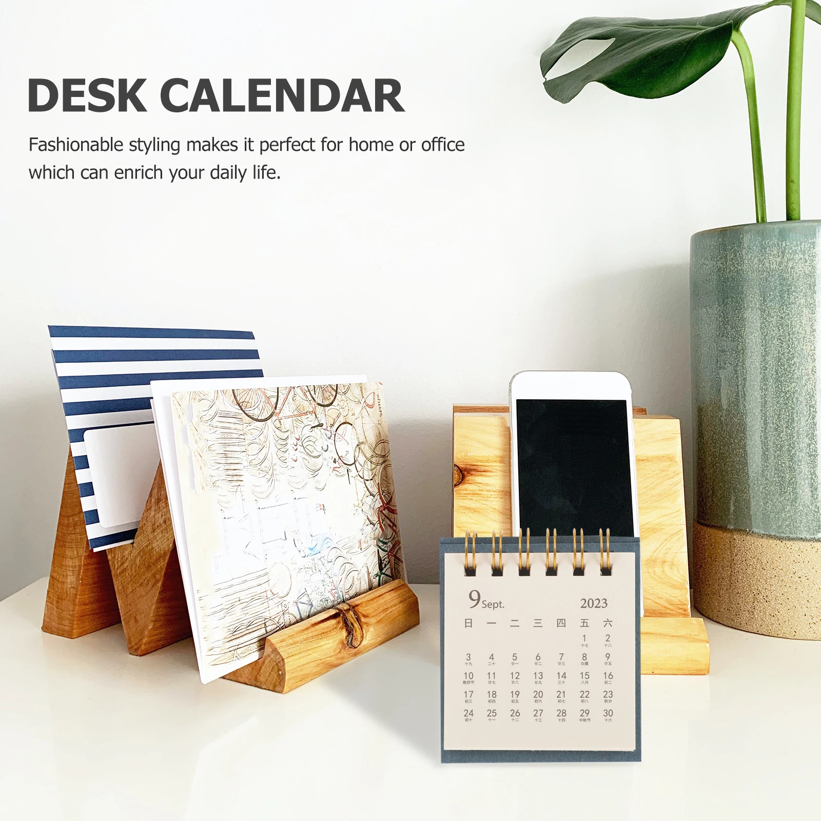 2 個ミニ卓上カレンダー 2024 厚紙マンスリープランナー小型デスクトップスパイラルテーブルカレンダー小型卓上カレンダー