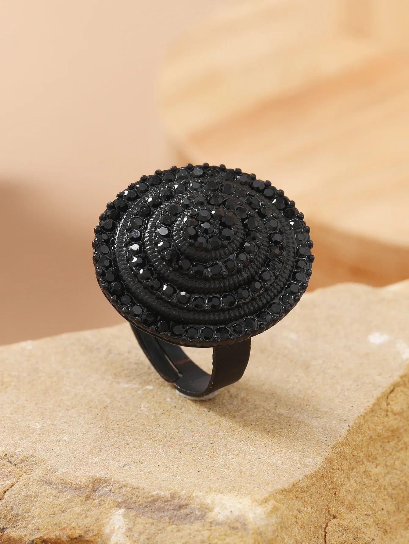 Bohemian Vintage Tibetan Silver Black Stone Rings For Women Fashion Big Female Male Ring Indian Tribal Jewelry Birthday Gift