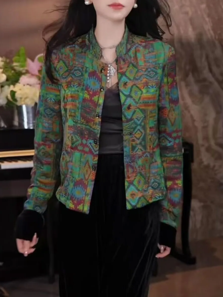 

Faionable Double-Sided Velvet Jaet Women's Ele Slimming Color Bule ort Coat Chinese Sle Loose Fit Long Sve