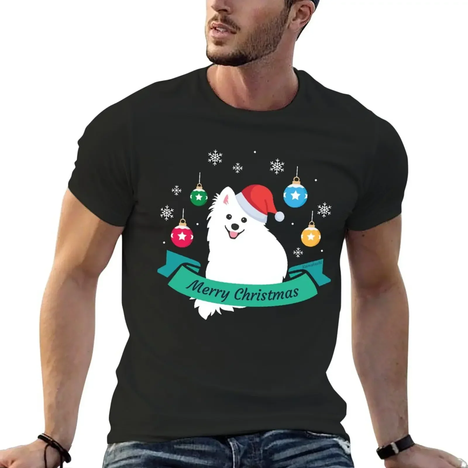 A Merry Christmas from Japanese Spitz Dog Santa T-Shirt essential t shirt oversized t shirt men t shirts